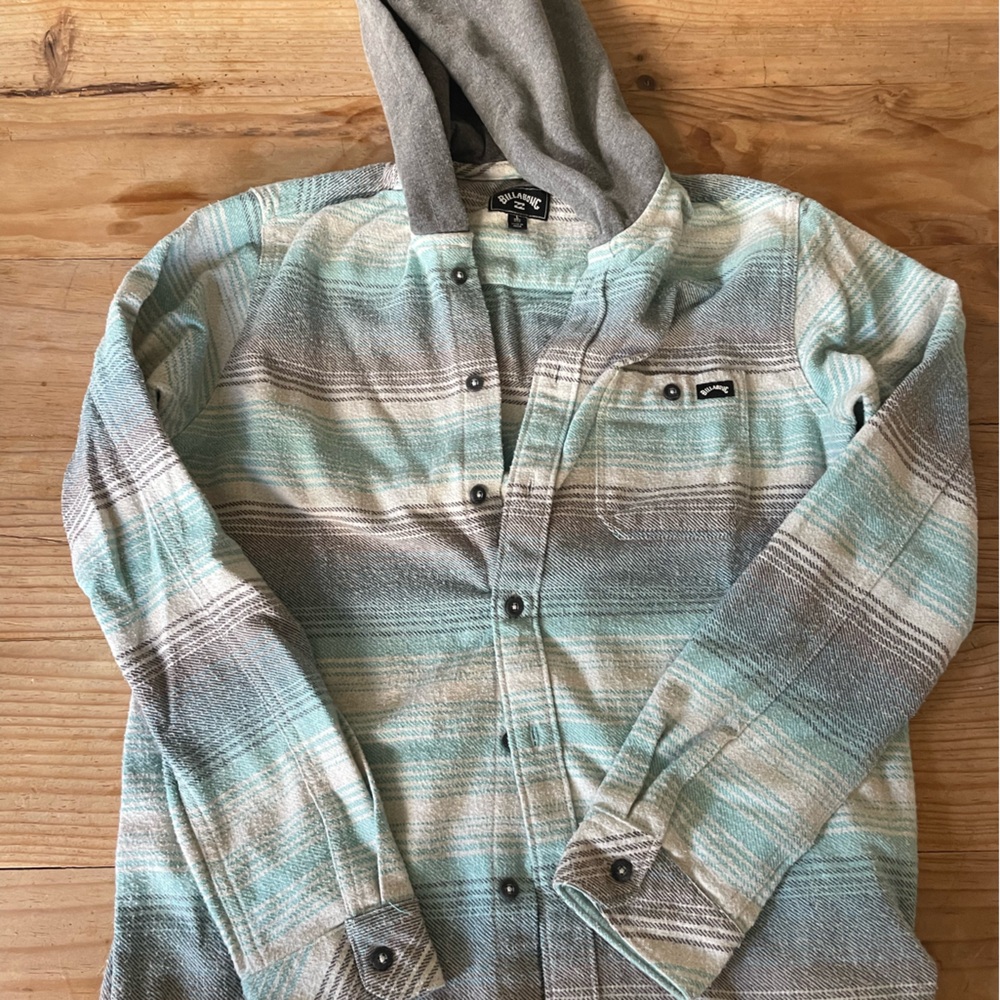 Billabong Flannel Hooded Shirt Youth Large